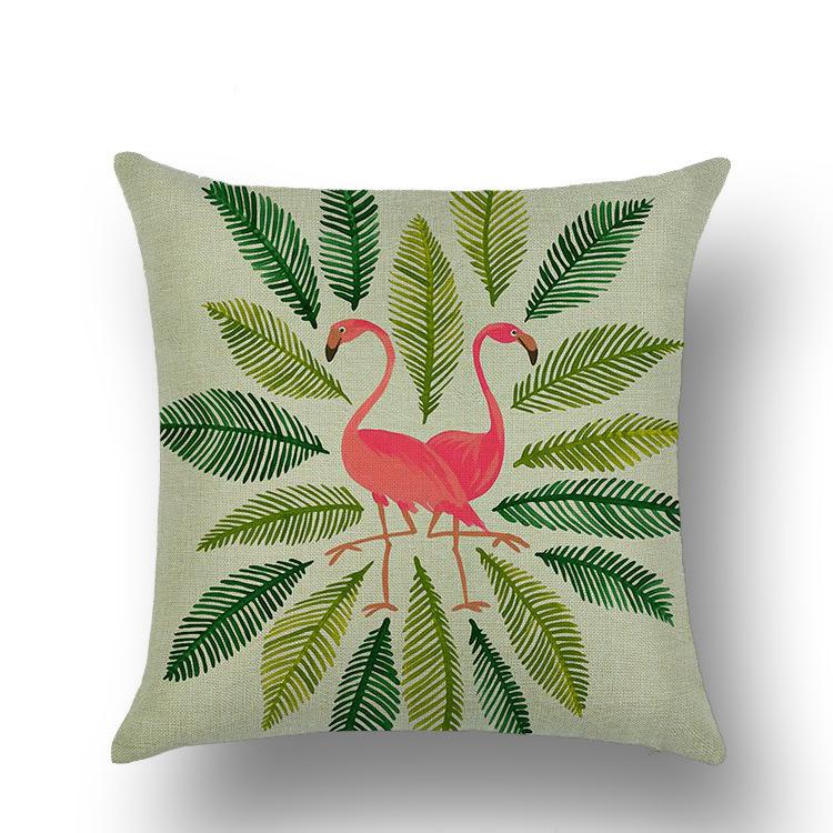 

Pillowcase Flamingo Cotton and Lines Pillow Backrest Pad Sofa Linen Pillow 45*45cm