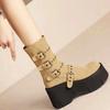 2025 Spring New Thick Sole Wedge Women's Boots British Fashion Casual Simple Korean Women's Shoes
