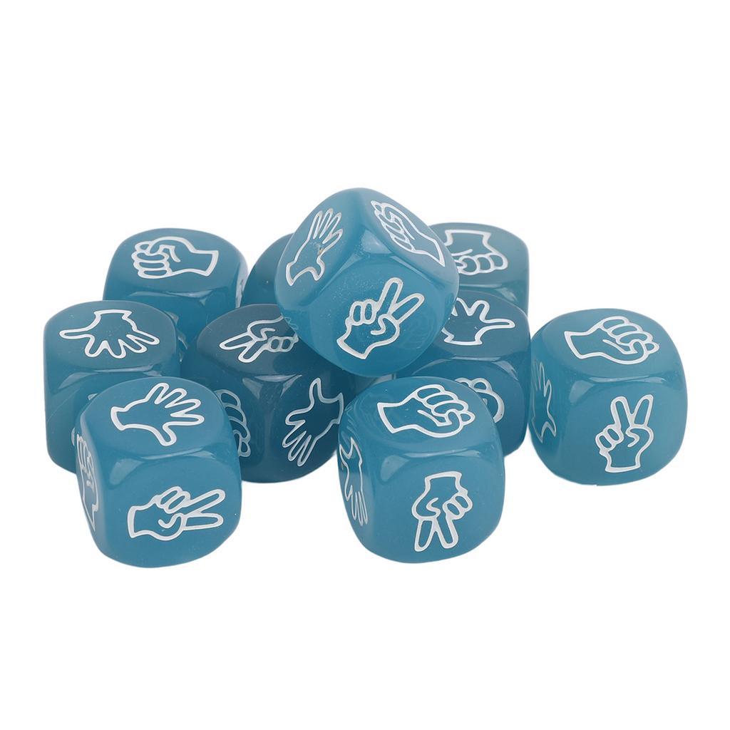 10pcs Finger Guessing Dice Luminous 6 Sided Lightweight Rock Scissors Paper Dice Set for Board Game