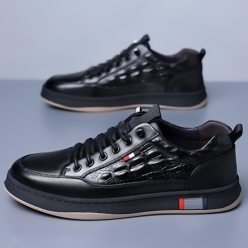 

Туфли-бини из коровьей кожи с крокодиловым узором, мужские повседневные туфли для вождения, мягкие туфли с одной педалью, белые спортивные кожаные туфли 44 чёрный