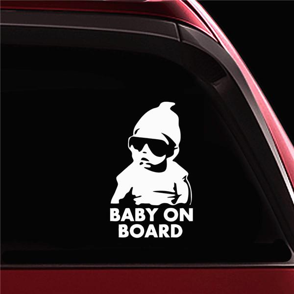 14x9cm BABY ON BOARD Cool Rear Reflective Sunglasses for Children Car Stickers Warning Decals