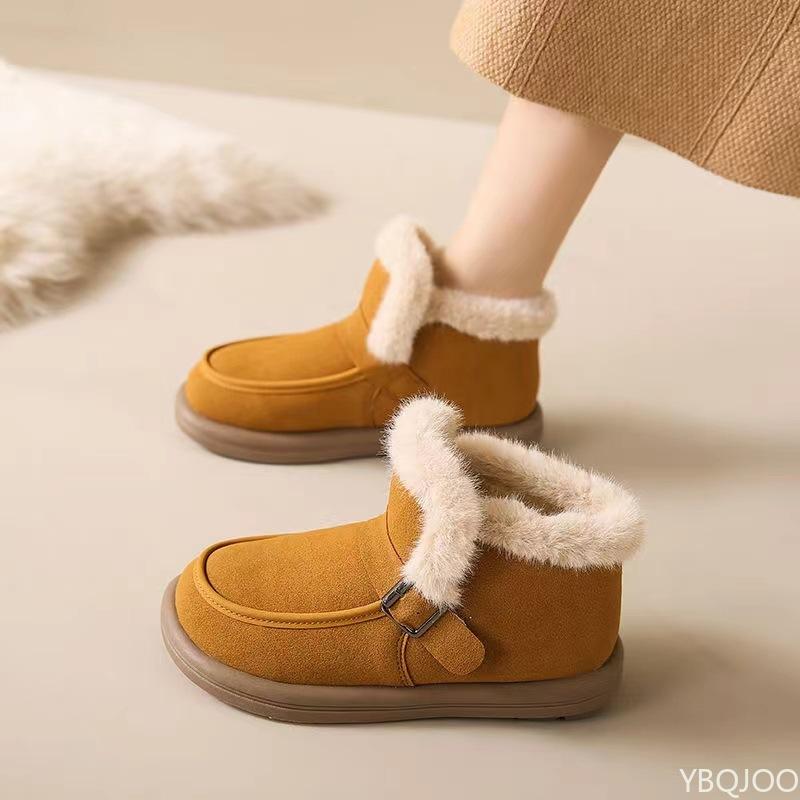 Fashion Snow boots for women winter new style with plush thick cotton boots for warmth flat bottomed soft soled women's cotton shoes