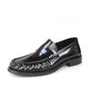 Men's Trendy British Style Genuine Leather Slip-On Loafers, Business Casual Patent Leather Shoes