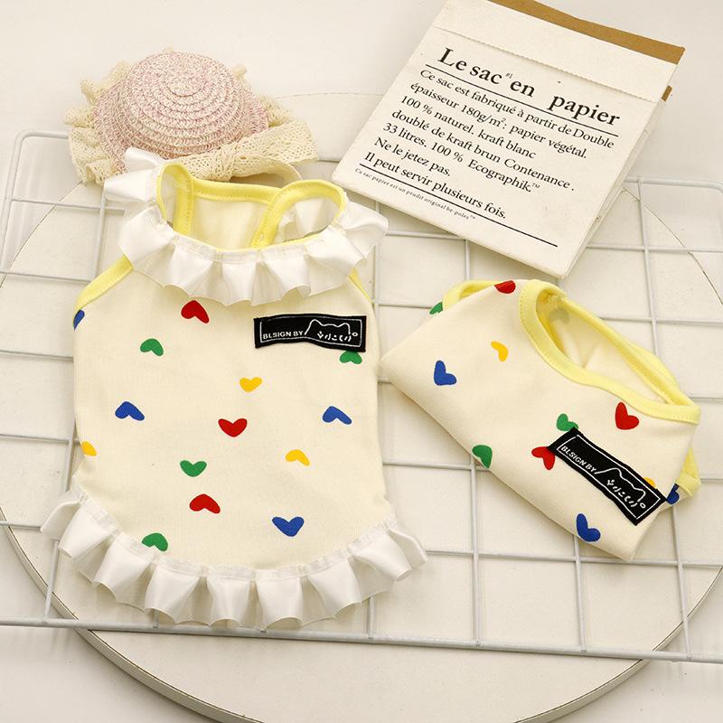 Pet Colored Love Polka Dot Vest Clothes Spring Summer Cat Clothing Small Dog Clothes Home Pajamas Designer Dog Clothes