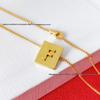 Arc de Triomphe Letter Choker: Brass Gold-Plated Small Square Tag Necklace with Initial Pendant