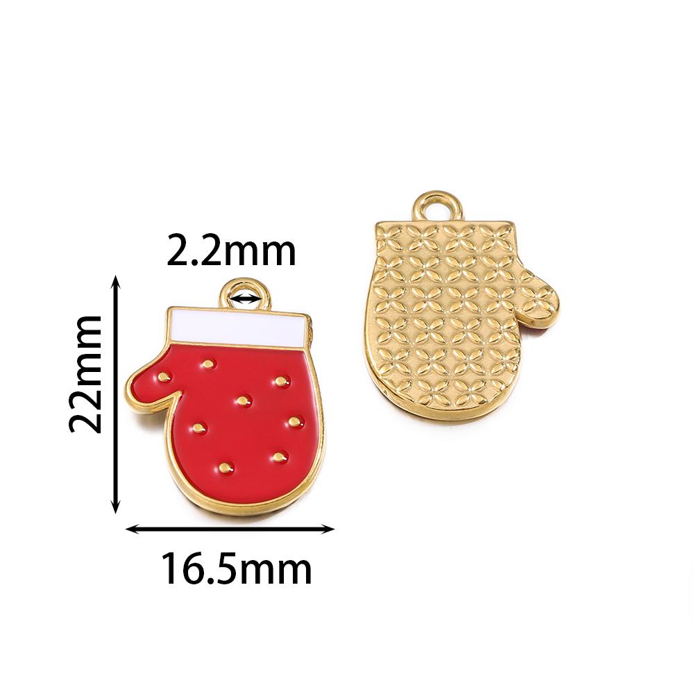 1pcs Stainless Steel Christmas Charms Gold Color Santa Claus Christmas Tree Enamel Pendants For DIY Earrings Necklaces Making