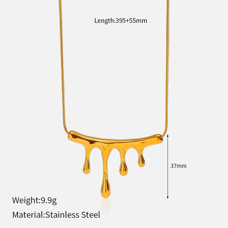 Liquid Water Drop Pendant Titanium Steel Necklace, Minimalist Premium Stainless Steel Fashion Clavicle Chain 1