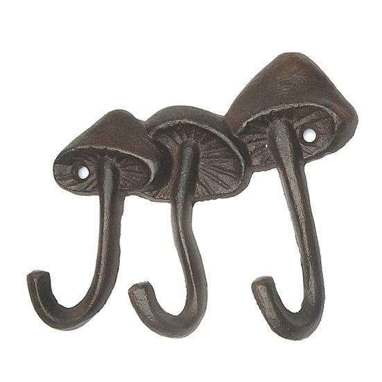 Mushroom Wall Hook Cast Iron Toadstool Key Hanger Nature Inspired Rustic Coat Hook for Entryway Bathroom or Garden Decor