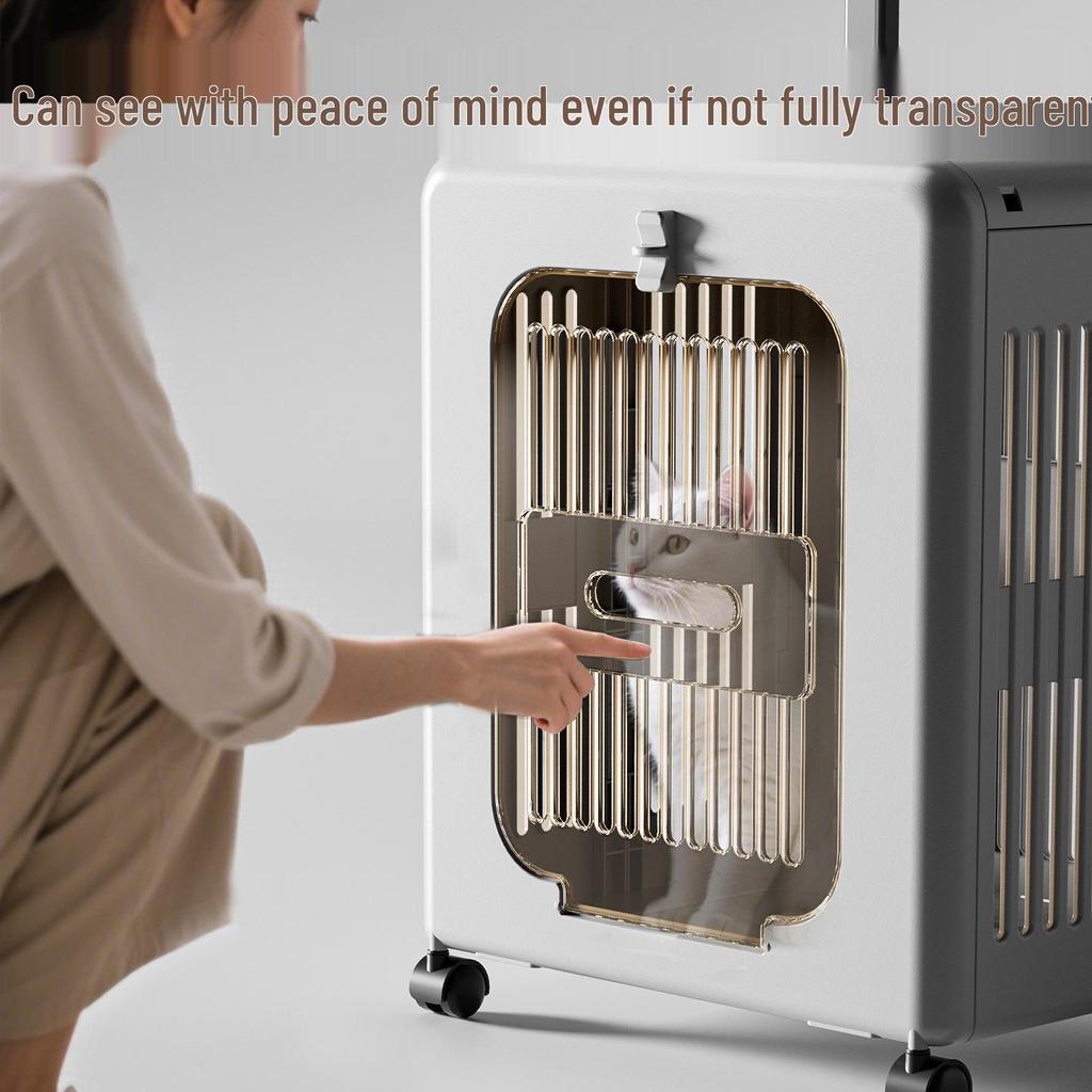 Foldable Large-Capacity Pet Luggage: Detachable Pull-Rod Box for Cats and Small Dogs