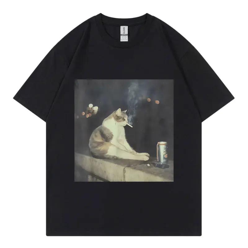 Cool Cat Fashion Casual Short Sleeve TShirt Streetwear Unisex Harajuku Y2K Fashion Casual Loose Cotton Summer New TShirt