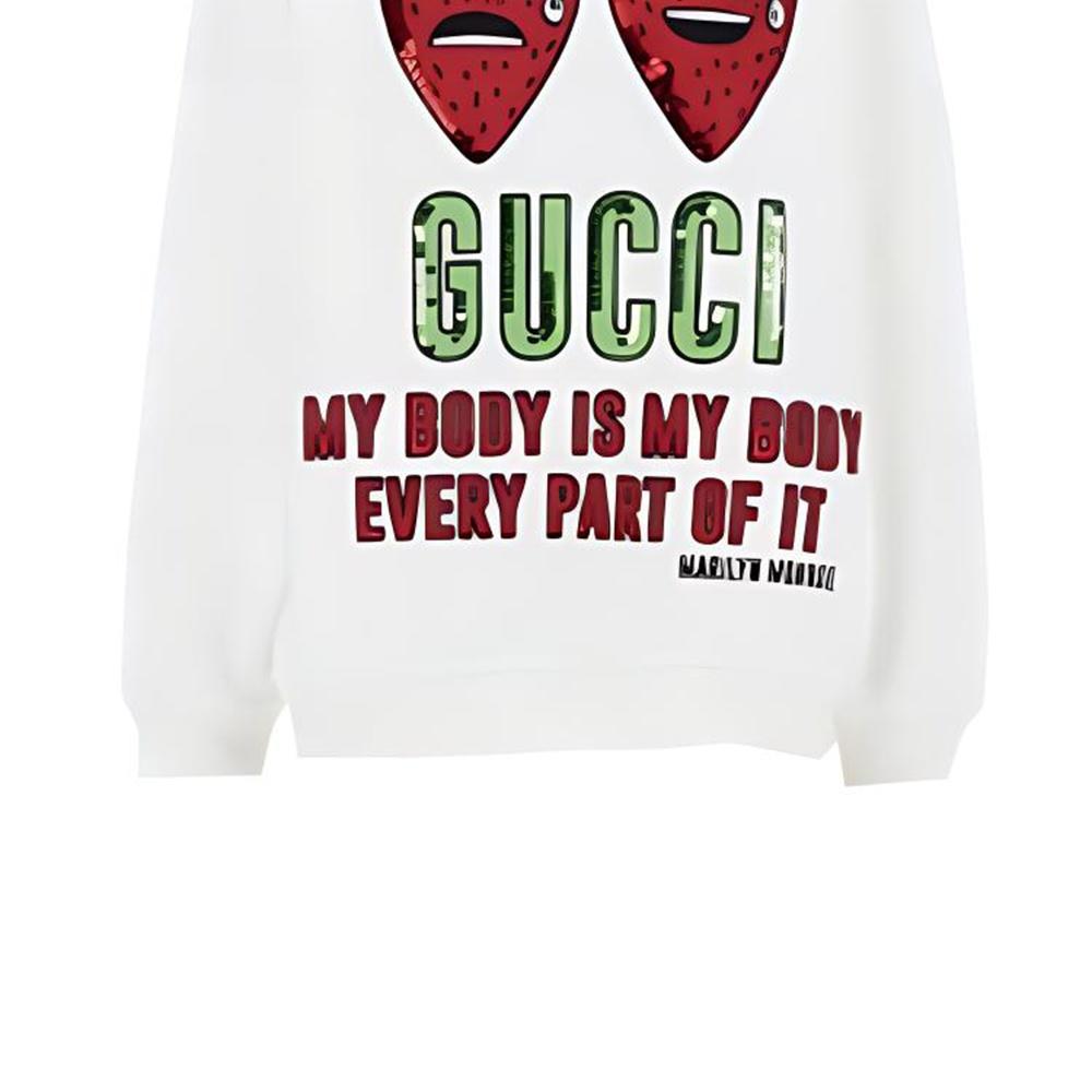 GUCCI Sweatshirts Women's Ecru Crew Neck Moderate 693363-XJEGQ-9088