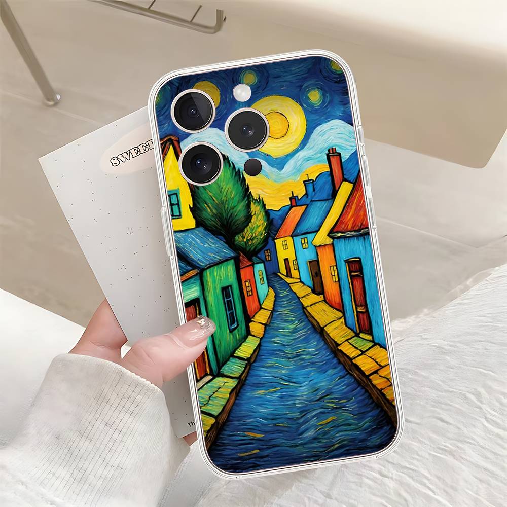 Rural Scenery Wheat Field Art Phone Case For IPhone 17 16 15 14 Plus 13 12 11 Pro Max Phone Back Cover Transparent Shockproof Co