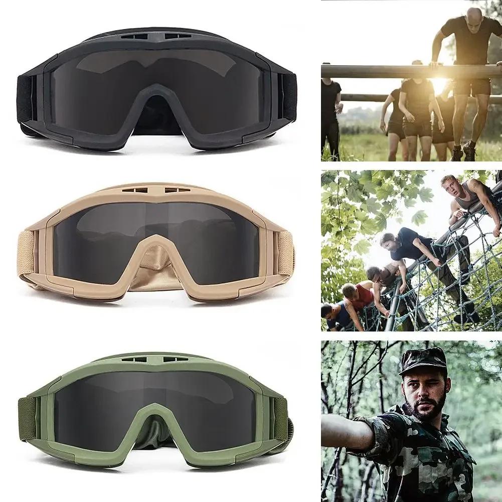 Tactical Safety Goggles 3 Lens Wind Shield Anti-Dust Shooting Motocross Motorcycle Mountaineering Eyeglasses Safe CS Game Eyeglasses