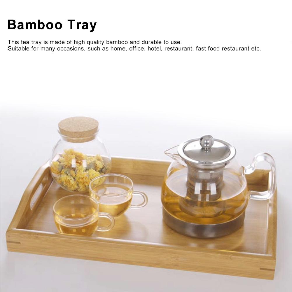 Bamboo Tea Tray Chinese Tea Cup Serving Table for Teahouse Home OfficeHandle Type