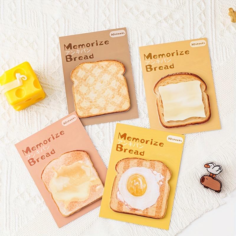 4-Pack Toast-Shaped Sticky Notes, Tearable Office Memo Pads, Index Tabs for Students, Study, Office Notes, and On-the-Go Use Toast Sticky Notes