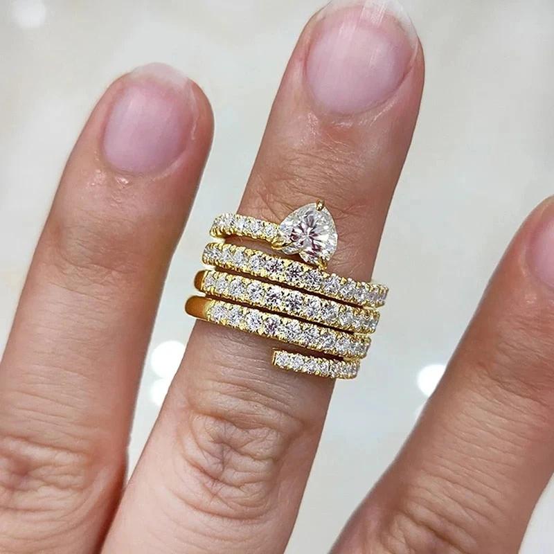 

CAOSHI Gorgeous Creative Design Women s Rings for Engagement Wedding Exquisite Accessories Temperament Trend Statement Zircon 10