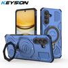 KEYSION Shockproof Magnetic Case for Samsung A56 5G A36 A26 Silicone+PC Upright Live Metal Ring Stand Phone Back Cover for Galaxy A16 4G 5G