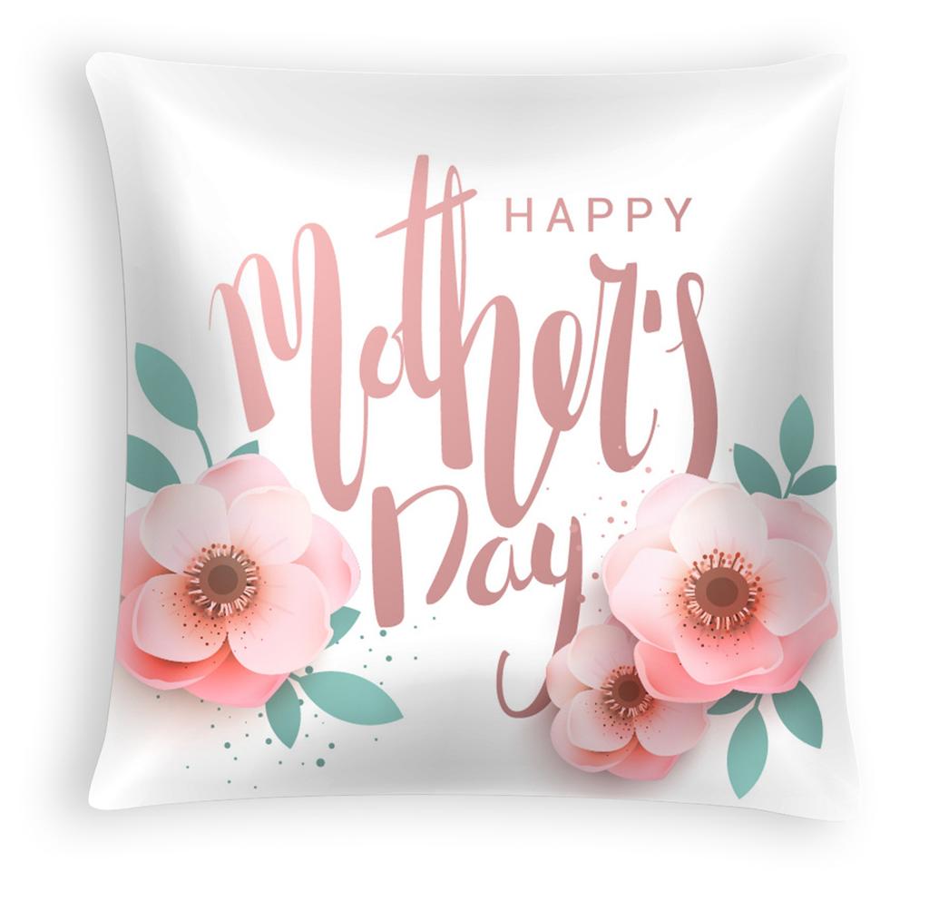 New Mother's Day Pillow Cover, Peach Skin Velvet Cushion Cover, Heart-shaped Letter Sofa Cushion Cover for Home Use