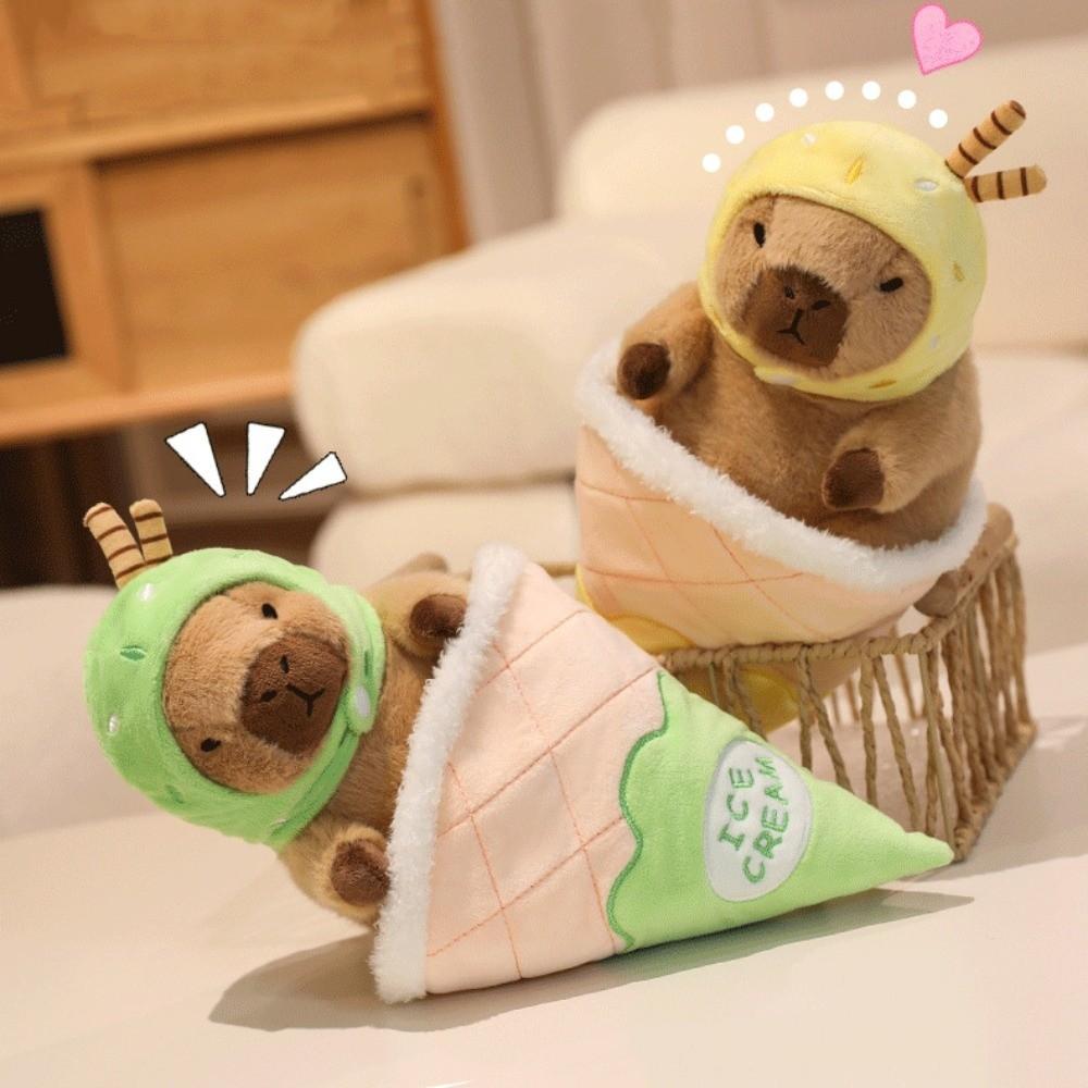 Ice Cream Cone Capybara Plush Toy Detachable Capybara Stuffed Doll Room Decoration