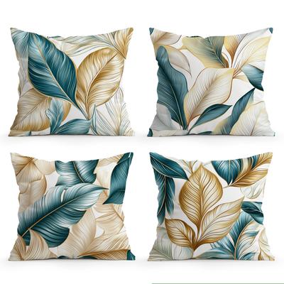 Luxurious Golden Leaves Pillowcase Printed Polyester 40/45/50cm Throw Pillowcover Decorative Sofa Cushion Pillowslip Home Decor