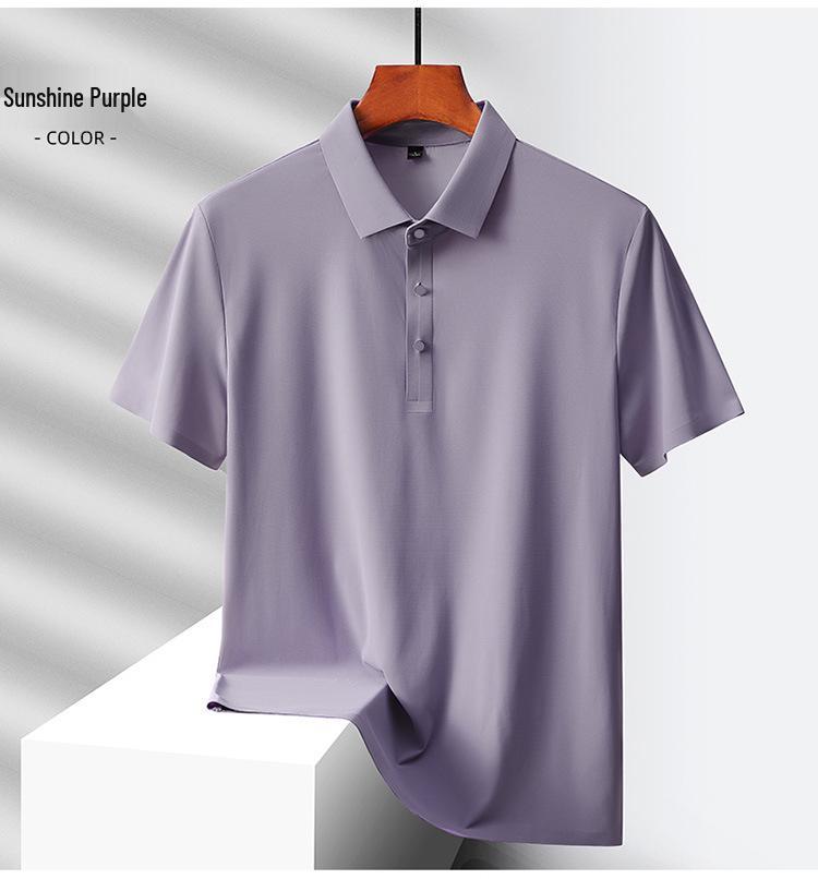 Custom Logo Quick-Dry Seamless Polo: Summer Ice Silk Cool Feel Lapel Short Sleeve Work Shirt