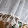 American Cotton Linen Plaid Curtains for Living Room Semi Blackout Bedroom Drapes Cabinet Home Life Tassel Decorative Valance