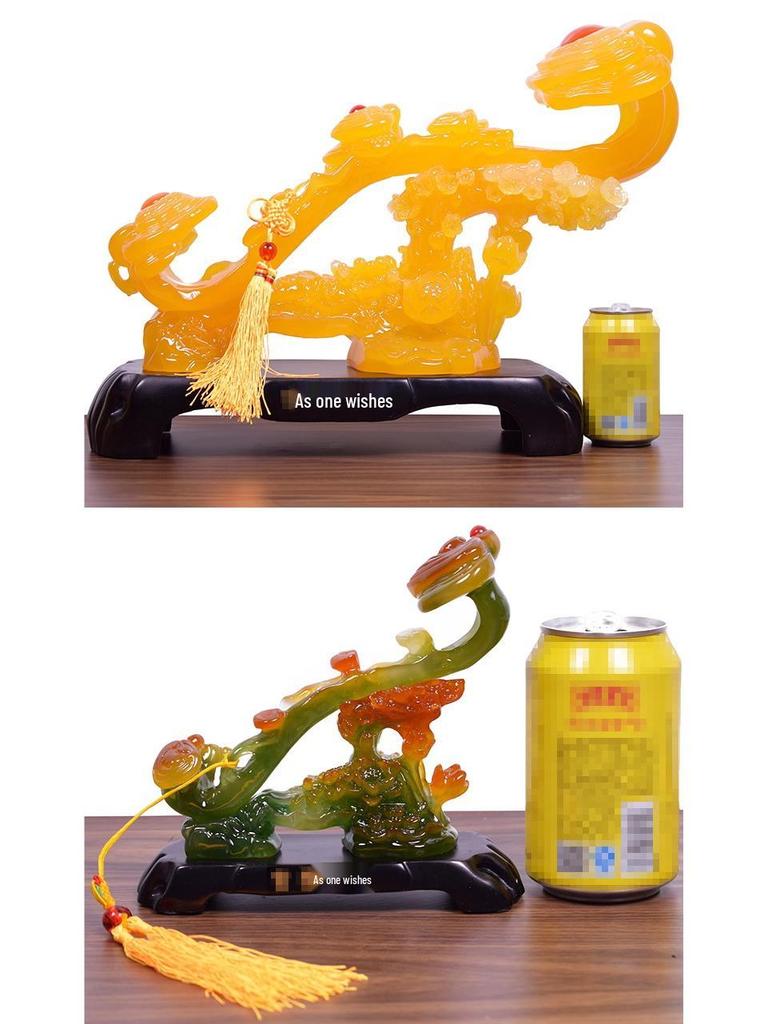 Yellow Jade Ruyi Ornament for Living Room or Wine Cabinet - Housewarming or Company Opening Gift