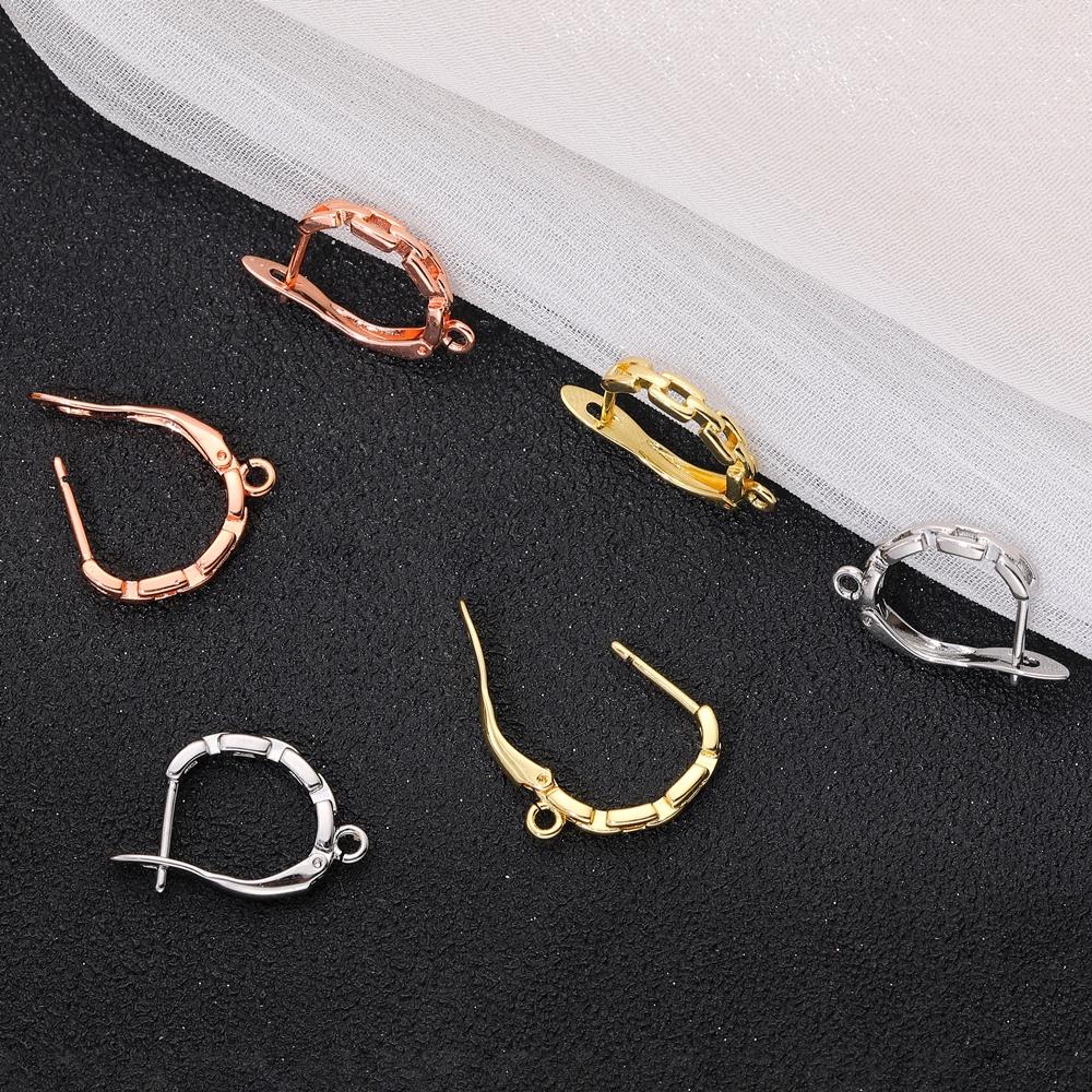 Juya 2 4 Pcs/Lot DIY Anti-Allergy Gold Silver Plated Schwenzy Fastener Ear Wire Hooks Women Earrings Accessories Supplies