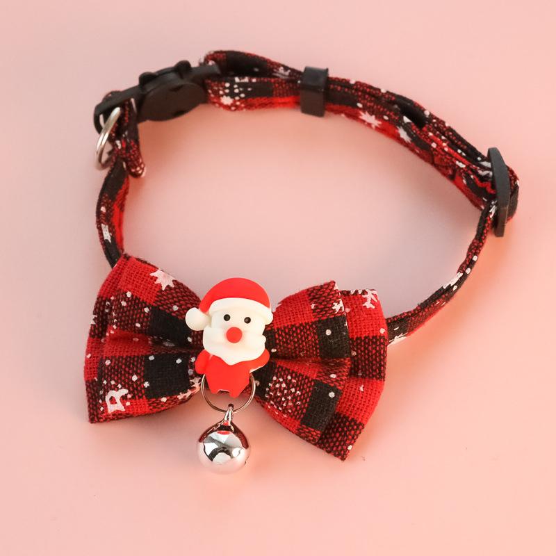 Christmas Pets Collars Exquisite Snowflake Bowknot Scarf with Bell for Cat Dog Puppy Bunny Xmas Party New Year Pets Gift 18-32cm