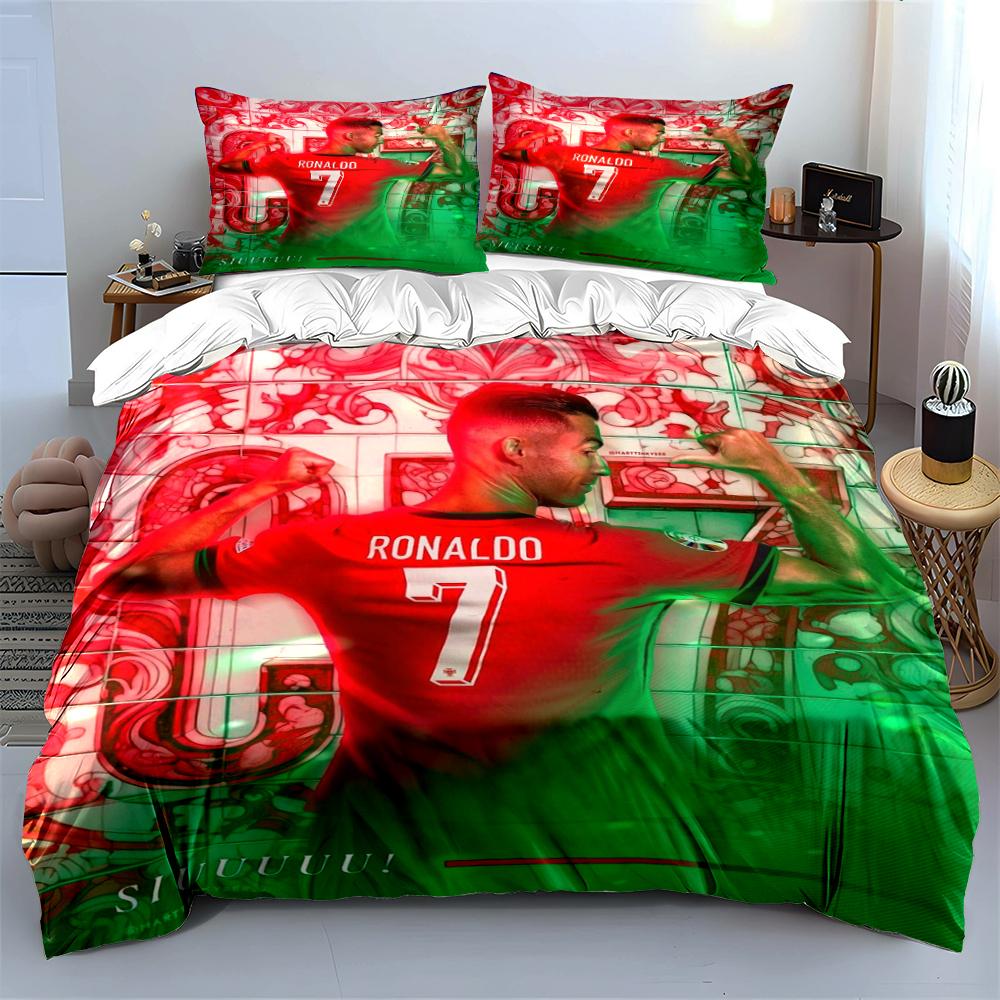 Biancheria da letto Ronaldo Rossa e Verde Set biancheria da letto (1 copripiumino, 2 federe, piumino non incluso)