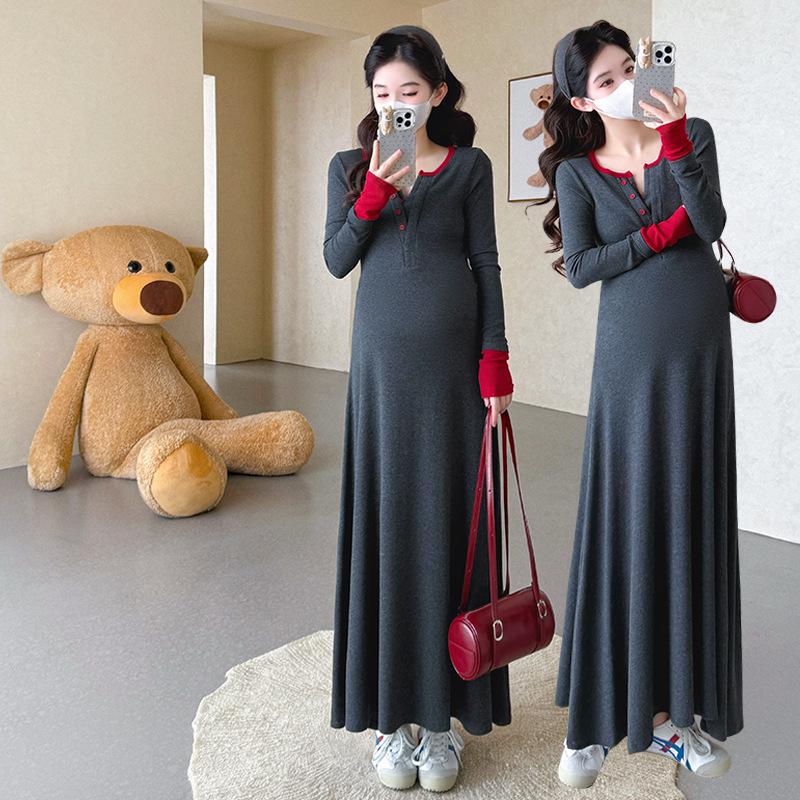 Spring 2026 Maternity Knit Bodycon Dress - Versatile, Slimming Base Layer Fashion M