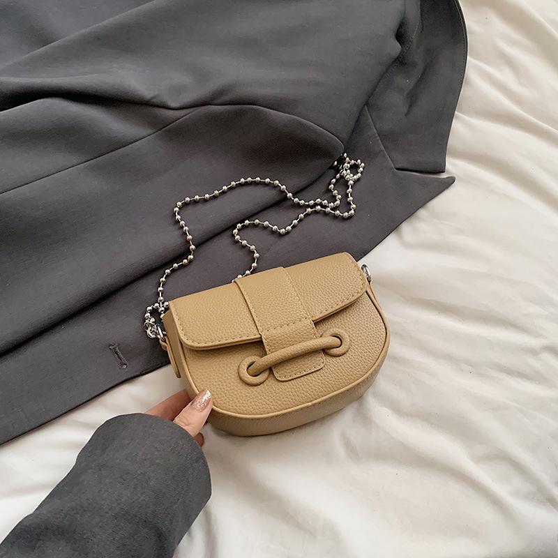 Mini Exquisite Small Bag Fashionable Foreign Style Saddle Bag High Texture Lychee Pattern Summer Chain Shoulder Messenger Bag