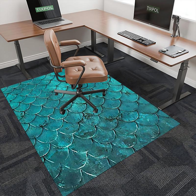 1pc Mermaid Scales Chair Mat - Office Desk Rug, Non-Slip Carpet for Home Decor, Seasonal Gift Idea.P009