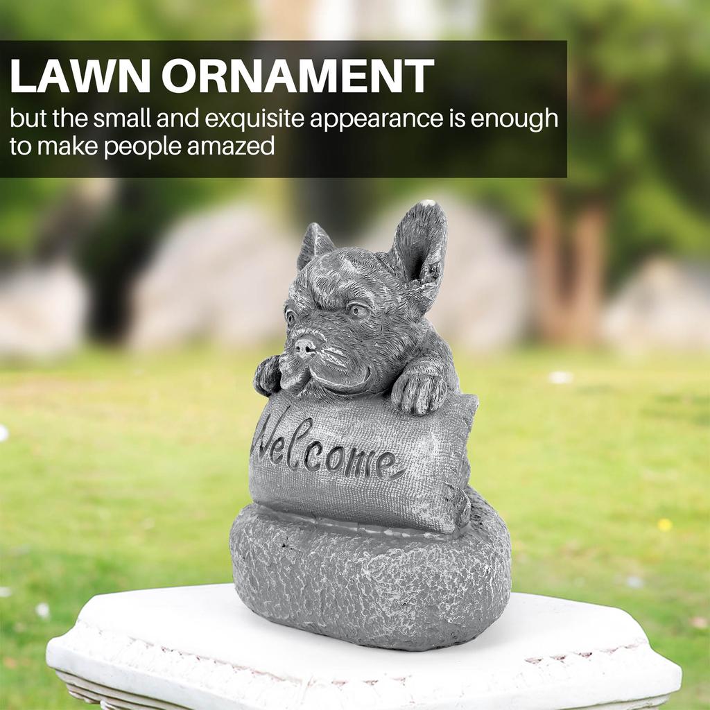 ABIY French-Bulldog Welcome On A Plinth Home Or Garden Accessories Yard Garden Decor Outdoor Decoration