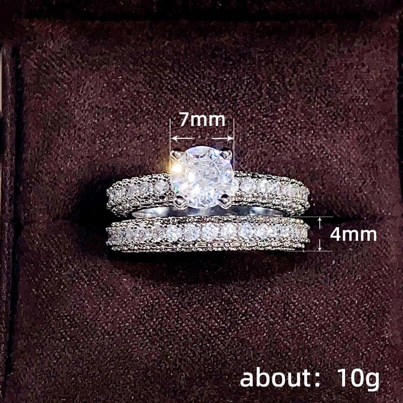 Full Diamond Round Simulation Diamond Set Ring Girl, Engagement Ring, Wedding Memorial Ring