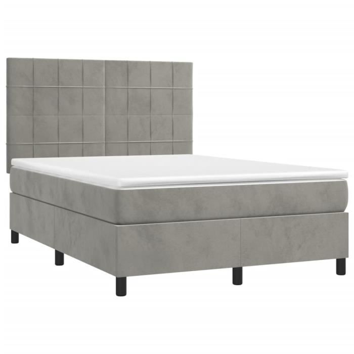 3143019 vidaXL Divan-lit Et Matelas Gris Clair 140x190cm Velours