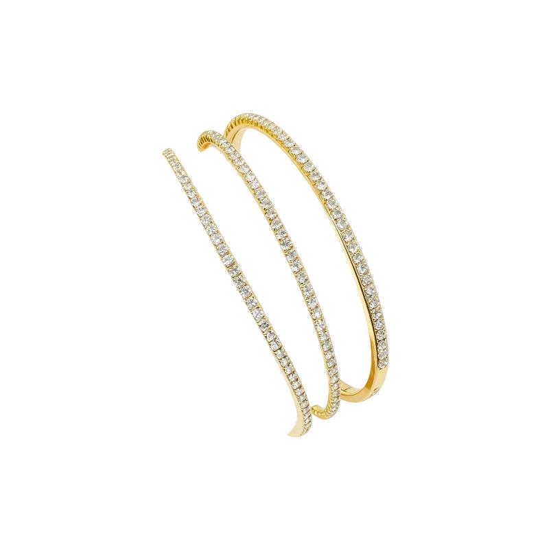 Rhinestone Geometric Multi-Layer Open Bangle - Exquisite High-End Fashion Bracelet