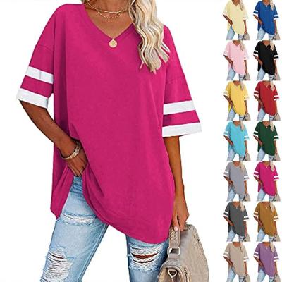 Women's Striped T-Shirt V-Neck T-Shirt Half Sleeve Comfort Top