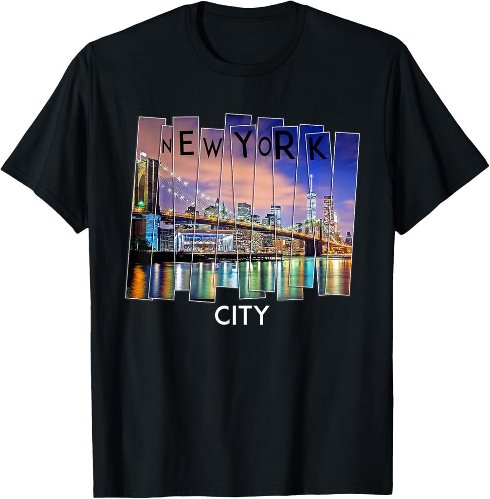 New York City Skyline North America Brooklyn Souvenirs Men T-Shirt Graphic T Shirts Streetwear Vintage T Shirt Harajuku Tee Top