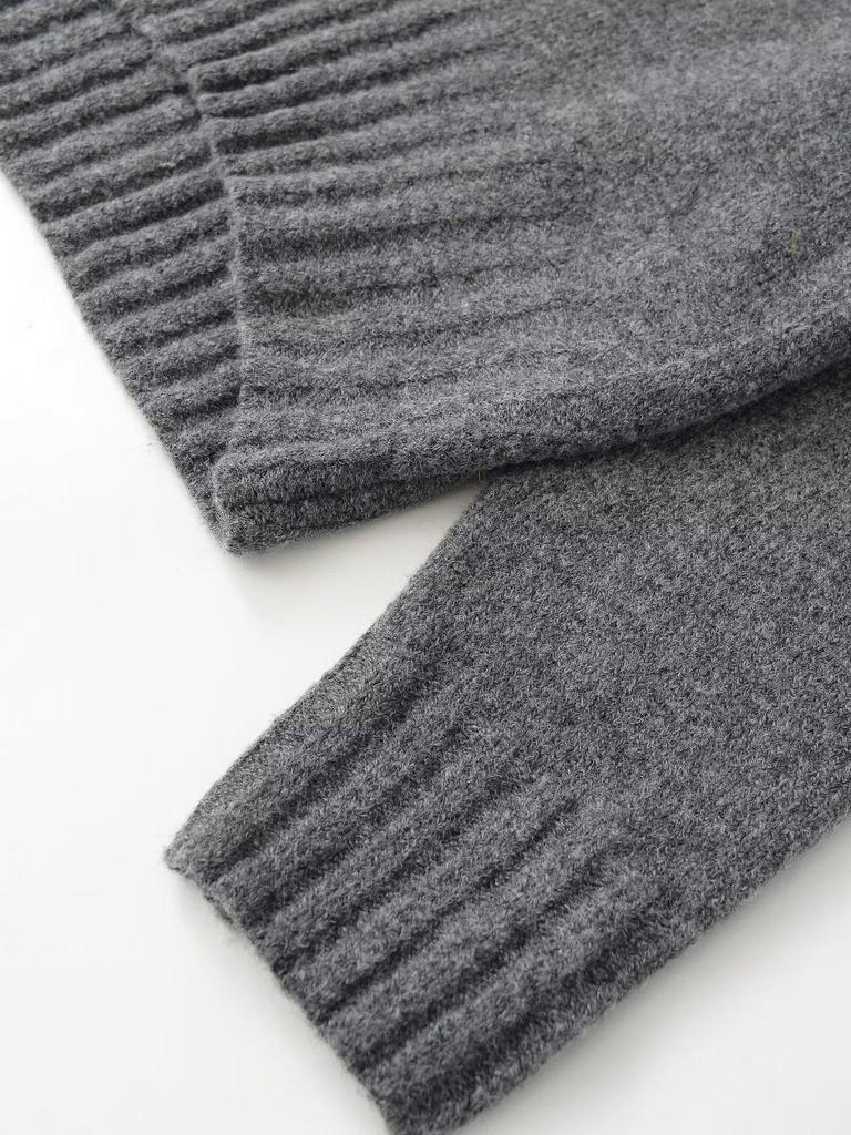 Trendy French Chic Ribbed Knit Women's Sweater for Autumn/Winter