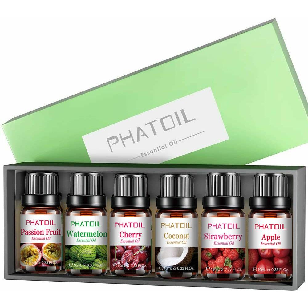 

PHATOIL 6 шт., набор чистых эфирных масел, подарочная коробка, лаванда, лемонграсс, мята, натуральная растительная терапия, ароматерапевтический диффузор, увлажнитель, массаж Fruit 6 pcs/set
