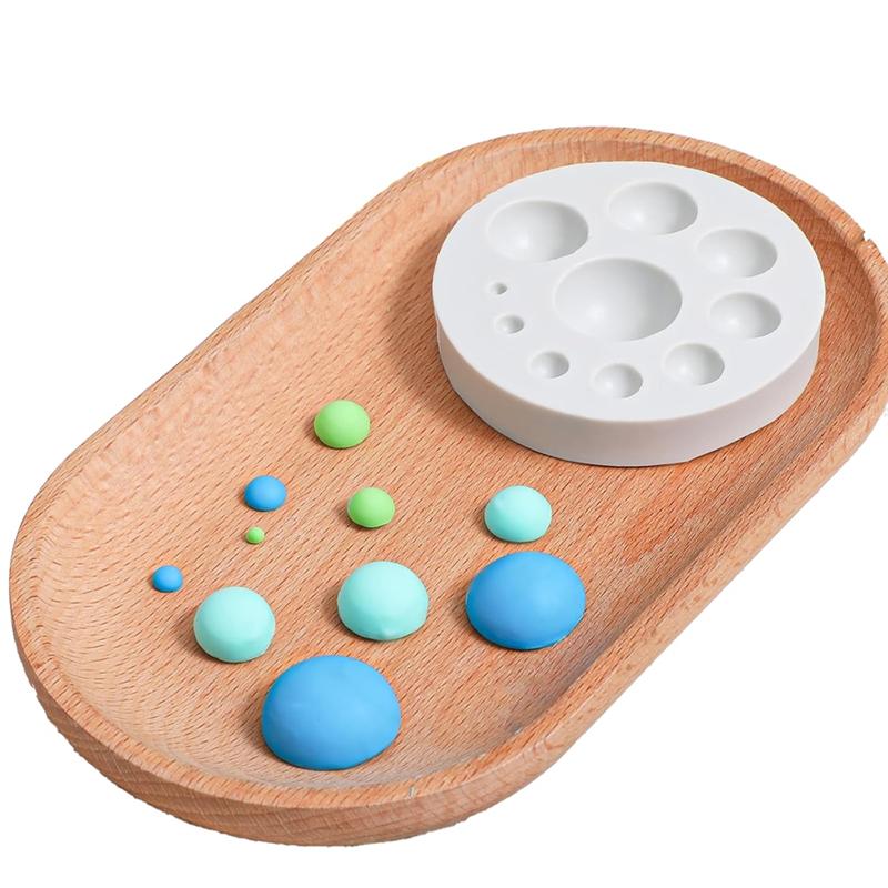 

HHO-Half Round Polymer Clay Molds,10 Sizes Clay Ball Makers Earring Molds For Jewelry Making, Silicone Mold Tools Supplies