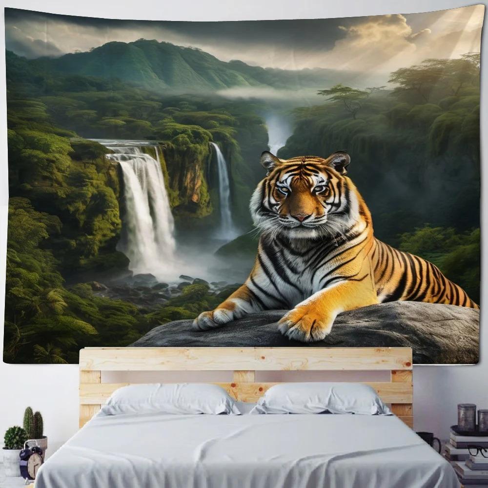 King of The Forest Tiger Wall Hanging Office Living Room Tapestry Home Wall Decoration Tapestry