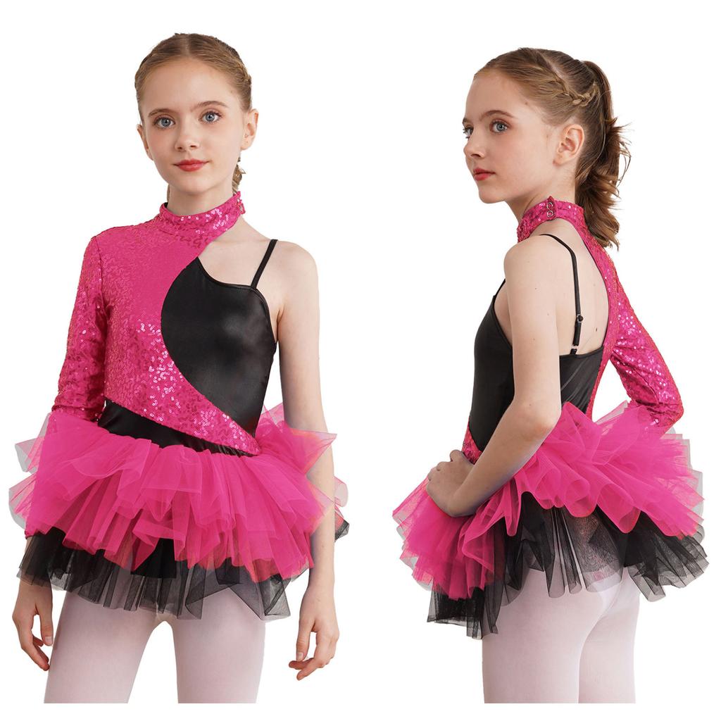 Robe Patinage Artistique Robe De Danse Lyrique Avec Strass Pour Fille - Justaucorps Ballet Gymnastique Patinage Artistique 5-16 Ans Costume Danse Sans Manches