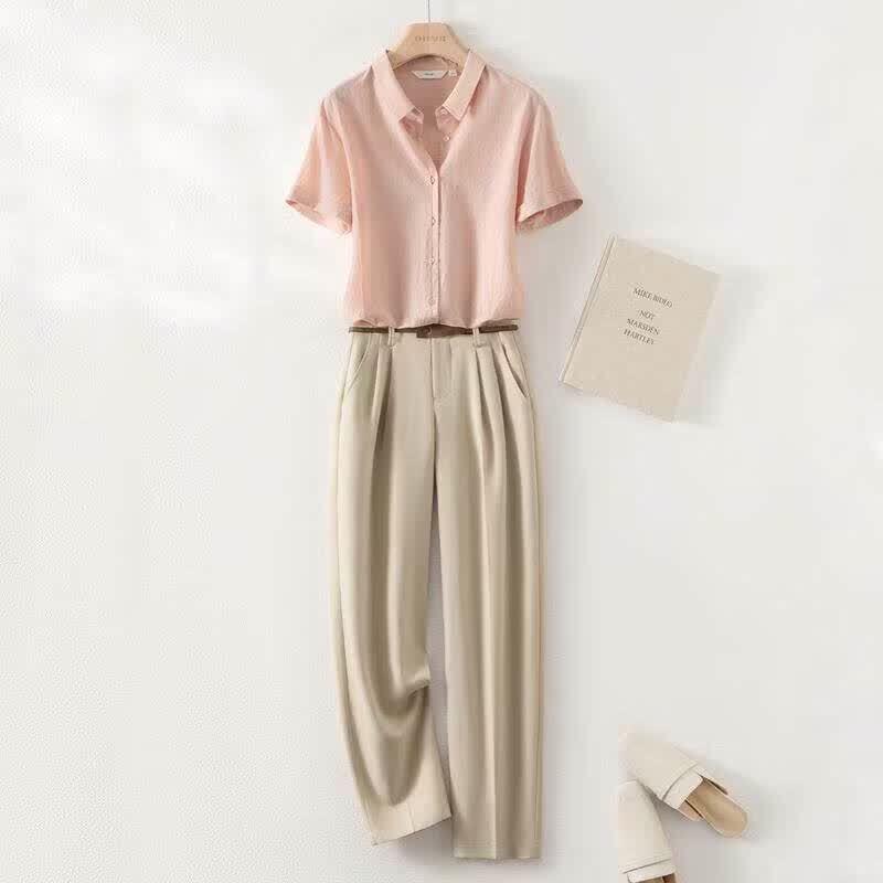 IHIMI Romantic City Women's Shirt & Wide-Leg Pants Two-Piece Set