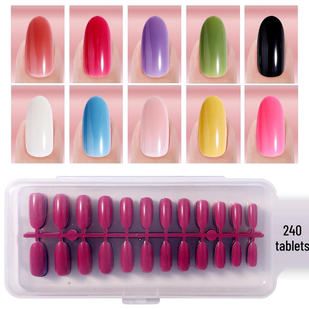 Colored Glitter Nail Art Tips - 240-Piece Set with Various Styles and Multiple Colors, Boxed Fake Fingernail Stickers