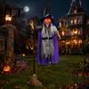 Haunted House Thrilling Surprises 180cm Halloween Props, Flying Witch Decoration with Scary Sounds & Lights, Outdoor Hanging Decor for Garden