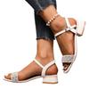 Fashion 2025 Crystal Women Mid Heels Sandals Elegant Heeled Shoes Summer Fashion Chunky Pumps Square Toe Shallow Buckle Chaussures Femme