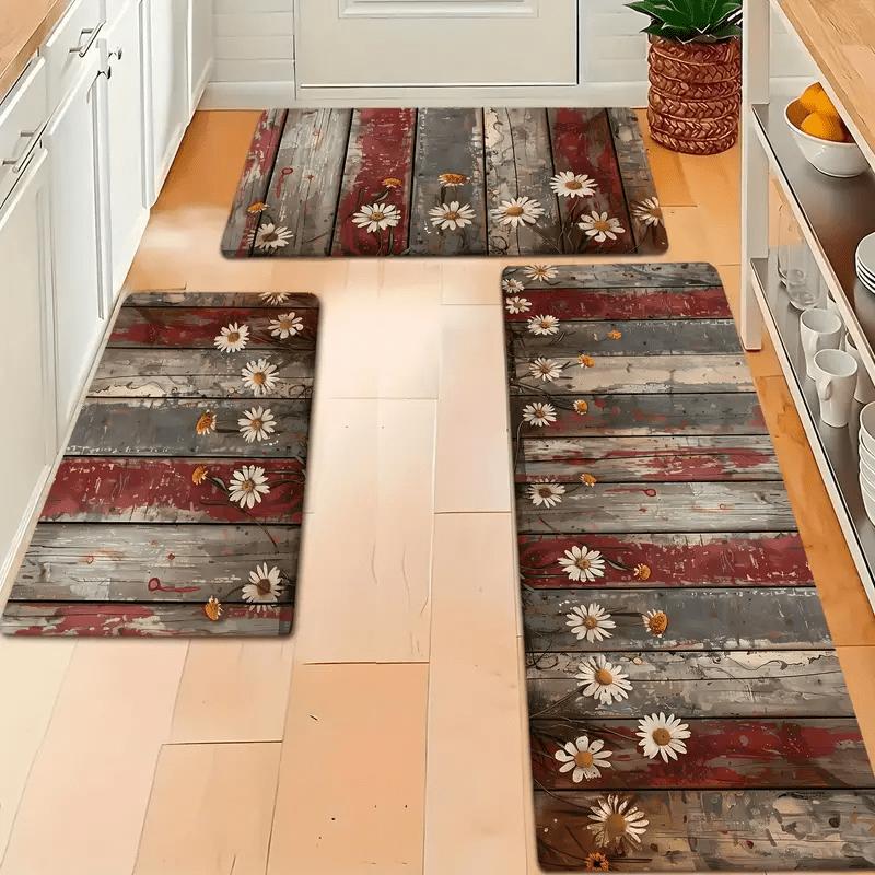 1Pcs Anti Fatigue Kitchen Rug  Farmhouse Floral  Waterproof Non-Slip Thick Cushioned Kitchen Mat Heavy Duty Comfort Standing Mat for Kitchen