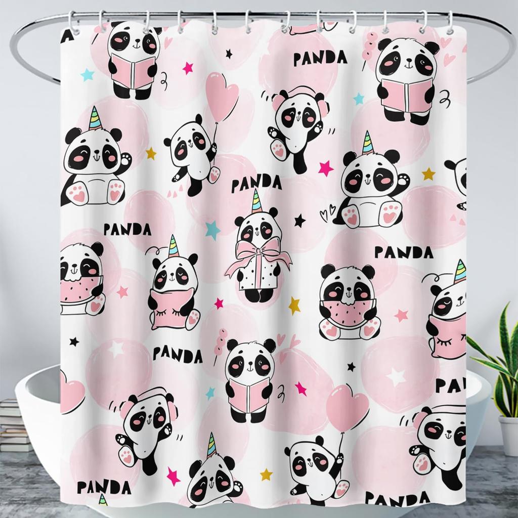 Cute Cat Cartoon Pet Cat Kitten Bathroom Curtain,Cat Paw Print Cat Lover Bath Curtain Polyester Waterproof Bathroom Curtain Wi